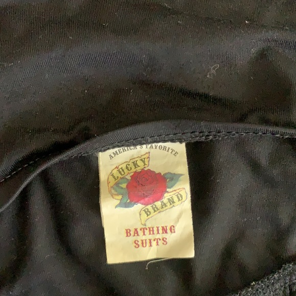 Lucky Brand-Black/Charcoal-Halter Swim Top-Size D *Excellent Used Condition* - Picture 4 of 5